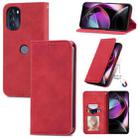 For Motorola Moto G 2022 Retro Skin Feel Magnetic Leather Phone Case(Red) - 1