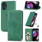 For Motorola Moto G 2022 Retro Skin Feel Magnetic Leather Phone Case(Green) - 1