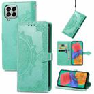 For Samsung Galaxy M33 5G Mandala Flower Embossed Horizontal Flip Leather Phone Case(Green) - 1