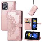 For Xiaomi Redmi Note 11T 5G Mandala Flower Embossed Horizontal Flip Leather Phone Case(Rose Gold) - 1