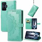 For Xiaomi Redmi K50 Gaming Mandala Flower Embossed Horizontal Flip Leather Phone Case(Green) - 1