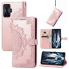 For Xiaomi Redmi K50 Gaming Mandala Flower Embossed Horizontal Flip Leather Phone Case(Rose Gold) - 1