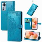 For Xiaomi 12 Lite Mandala Flower Embossed Horizontal Flip Leather Phone Case(Blue) - 1