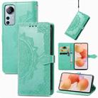 For Xiaomi 12 Lite Mandala Flower Embossed Horizontal Flip Leather Phone Case(Green) - 1