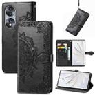 For Honor 70 Mandala Flower Embossed Horizontal Flip Leather Phone Case(Black) - 1