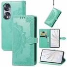 For Honor 70 Mandala Flower Embossed Horizontal Flip Leather Phone Case(Green) - 1