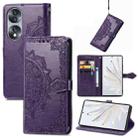 For Honor 70 Mandala Flower Embossed Horizontal Flip Leather Phone Case(Purple) - 1