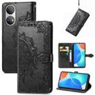 For Honor Play 30 Plus / X7 Mandala Flower Embossed Horizontal Flip Leather Phone Case(Black) - 1