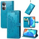 For Honor Play 30 Plus / X7 Mandala Flower Embossed Horizontal Flip Leather Phone Case(Blue) - 1