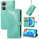 For Honor Play 30 Plus / X7 Mandala Flower Embossed Horizontal Flip Leather Phone Case(Green) - 1