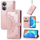 For Honor Play 30 Plus / X7 Mandala Flower Embossed Horizontal Flip Leather Phone Case(Rose Gold) - 1