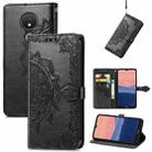 For Nokia C21 Mandala Flower Embossed Horizontal Flip Leather Phone Case(Black) - 1