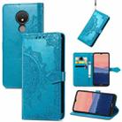 For Nokia C21 Mandala Flower Embossed Horizontal Flip Leather Phone Case(Blue) - 1