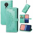 For Nokia C21 Mandala Flower Embossed Horizontal Flip Leather Phone Case(Green) - 1