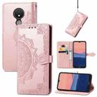 For Nokia C21 Mandala Flower Embossed Horizontal Flip Leather Phone Case(Rose Gold) - 1