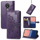 For Nokia C21 Mandala Flower Embossed Horizontal Flip Leather Phone Case(Purple) - 1