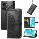 For OnePlus Nord 2T Mandala Flower Embossed Horizontal Flip Leather Phone Case(Black) - 1