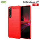 For Sony Xperia 1 IV MOFI Gentleness Series Brushed Texture Carbon Fiber Soft TPU Case(Red) - 1