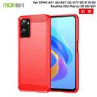 For OPPO A57 4G / A57 5G / A77 5G  MOFI Gentleness Series Brushed Texture Carbon Fiber Soft TPU Case(Red) - 1
