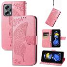 For Xiaomi Redmi Note 11T Butterfly Love Flower Embossed Horizontal Flip Leather Phone Case(Pink) - 1