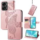 For OnePlus Nord 2T Butterfly Love Flower Embossed Horizontal Flip Leather Phone Case(Rose Gold) - 1