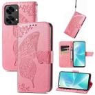 For OnePlus Nord 2T Butterfly Love Flower Embossed Horizontal Flip Leather Phone Case(Pink) - 1