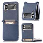 For Samsung Galaxy Z Flip 4 5G Folding Litchi Texture Card Wallet Phone Case(Blue) - 1