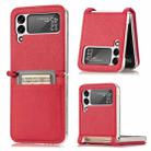 For Samsung Galaxy Z Flip 4 5G Folding Litchi Texture Card Wallet Phone Case(Red) - 1