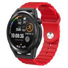 For Huawei Watch GT Runner 22mm Corrugated Silicone Watch Band(Red) - 1