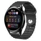 For Huawei Watch 3 22mm Corrugated Silicone Watch Band(Black) - 1