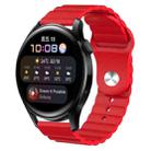 For Huawei Watch 3 22mm Corrugated Silicone Watch Band(Red) - 1