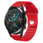 For Huawei GT2 46mm 22mm Corrugated Silicone Watch Band(Red) - 1