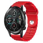 For Honor MagicWatch 2 46mm 22mm Corrugated Silicone Watch Band(Red) - 1