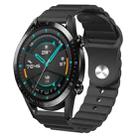 For Huawei Watch GT2 42mm 20mm Corrugated Silicone Watch Band(Black) - 1