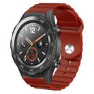 For Huawei Watch 2 20mm Corrugated Silicone Watch Band(Burgundy) - 1