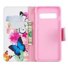 Colored Drawing Pattern Horizontal Flip Leather Case for Samsung Galaxy S10,with Holder & Card Slots & Wallet(Two Butterflies) - 1