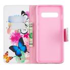 Colored Drawing Pattern Horizontal Flip Leather Case for Samsung Galaxy S10 Plus,with Holder & Card Slots & Wallet(Two Butterflies) - 1