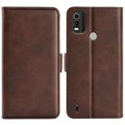 For Nokia C21 Plus Dual-side Magnetic Buckle Horizontal Flip Leather Phone Case(Brown) - 1