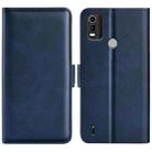 For Nokia C21 Plus Dual-side Magnetic Buckle Horizontal Flip Leather Phone Case(Dark Blue) - 1