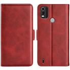 For Nokia C21 Plus Dual-side Magnetic Buckle Horizontal Flip Leather Phone Case(Red) - 1