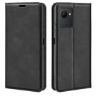 For OPPO Realme C30 4G Retro-skin Magnetic Suction Leather Phone Case(Black) - 1