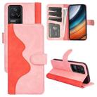 For Xiaomi Redmi K40S Stitching Horizontal Flip Leather Phone Case(Pink Red) - 1