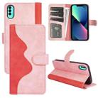 For Wiko T50 Stitching Horizontal Flip Leather Phone Case(Pink Red) - 1