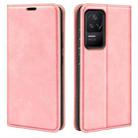 For Xiaomi Redmi K40S Retro-skin  Magnetic Suction Leather Phone Case(Pink) - 1