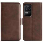 For Xiaomi Redmi K40S Dual-side Magnetic Buckle Horizontal Flip Leather Phone Case(Brown) - 1