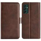For Samsung Galaxy M13 4G Dual-side Magnetic Buckle Horizontal Flip Leather Phone Case(Brown) - 1