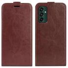 For Samsung Galaxy M13 4G R64 Texture Single Vertical Flip Leather Phone Case(Brown) - 1