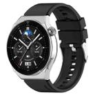 For Huawei  Watch GT Runner 22mm Protruding Head Silicone Strap Silver Buckle(Black) - 1