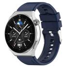 For Huawei  Watch GT Runner 22mm Protruding Head Silicone Strap Silver Buckle(Navy Blue) - 1