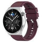 For Huawei  Watch GT Runner 22mm Protruding Head Silicone Strap Silver Buckle(Wine Red) - 1